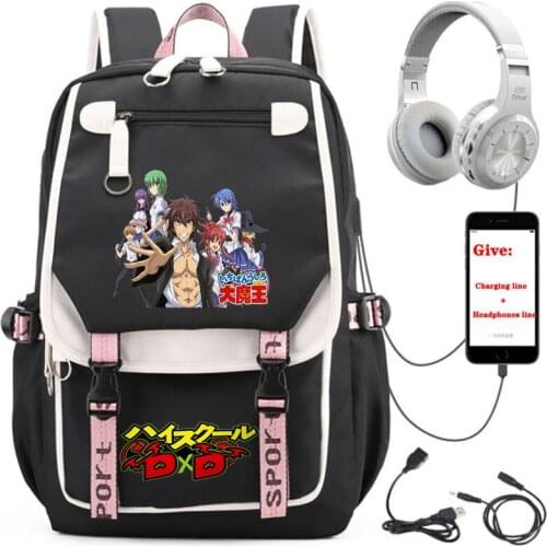 Anime High School DxD backpack student School book Bag Unisex Travel Backpack USB Charging teenagers Laptop packsack