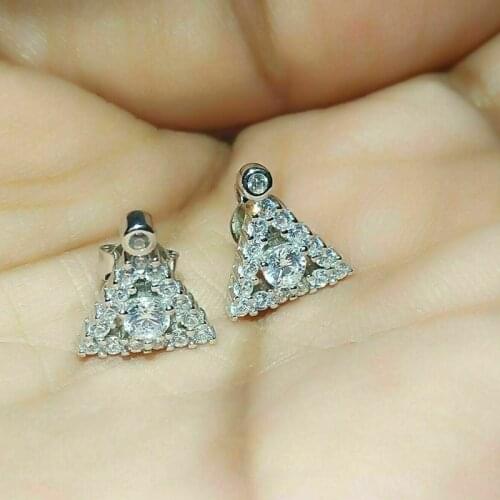 Huitan Simple Stylish Triangular Shaped Stud Earrings for Women with Dazzling Crystal CZ Stone Fashion Girls Earrings Jewelry