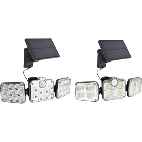 LED Solar Lamp Light Rotatable 3 Heads Waterproof PIR Sensor Solar Flood Light Solar Panel Wall Lamp Decorative Light