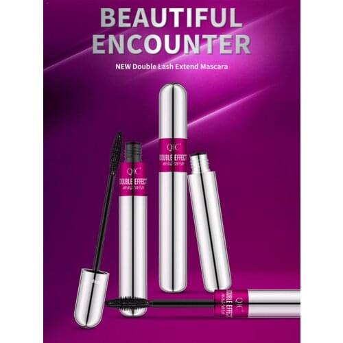 For QIC Double Head Waterproof Mascara 4D Thick Pull Long Curl Eyelashes Liquid Not Easy Dizzy Dye Eye Lashes Quick Waterproof