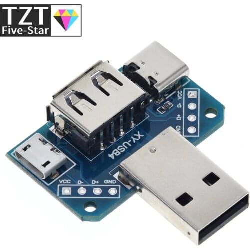 USB Head Switchboard Male USB Connector to Type-c Micro Female USB 2.54-4P transfer test board USB adapter plate XY-USB4