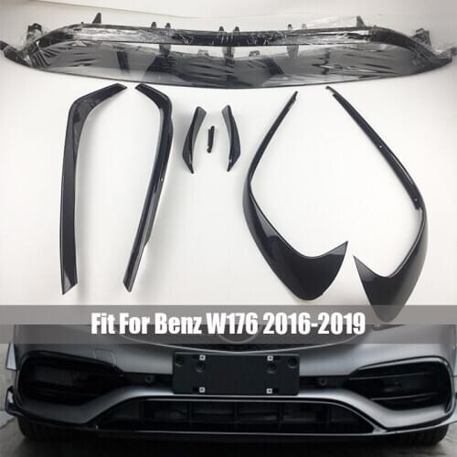 Wind knife For Benz A Class W176 A200 A250 A45 2016 2017 2018 2019 8PCS Front Anterior lip Splitters Side Bumper Trims abs