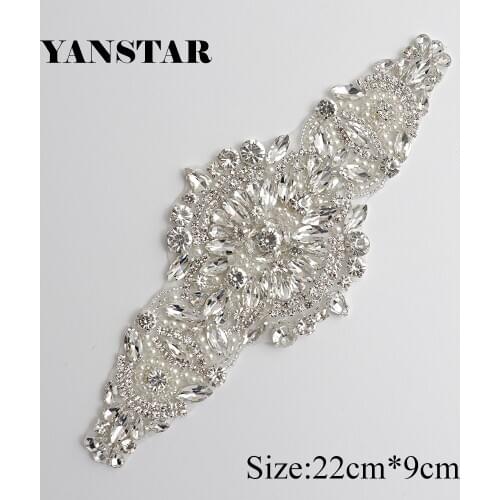 YANSTAR Wholesale 5PCS Opals Bridal belt Hand Beaded Sewing Crystal Rhinestone Applique Iron On For Wedding Dresses Belt YS958