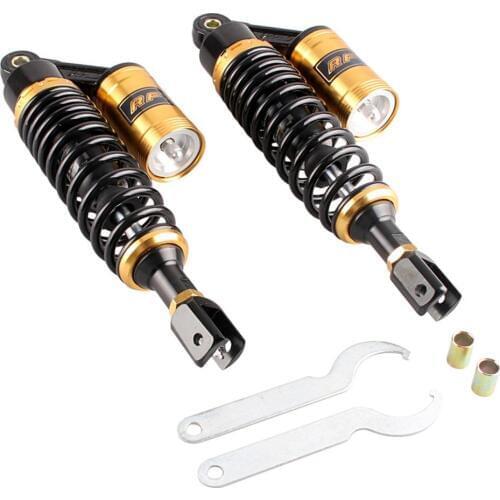 New 340mm 13.5" U Type Motorcycle Rear Suspension Air Shock Absorber Clevis End Black Gold For Motor Scooter ATV Quad Dirt Bike