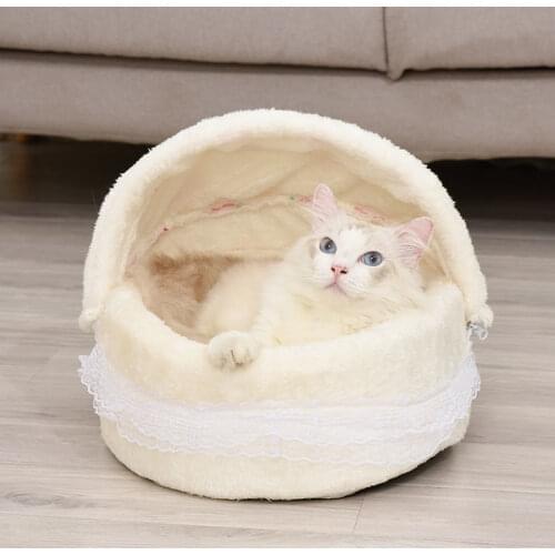 2021 Winter Pet Cat Beds Round Cat Cushion Cat House Warm Cat Baskets Cat Sleep Bag Soft Cat Nest Kennel For Small Dog Cat