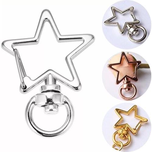 10pcs Cute Moon Star Heart Hollow Key Chain Key Ring Keychain DIY Accessories Lobster Clasp Wholesale