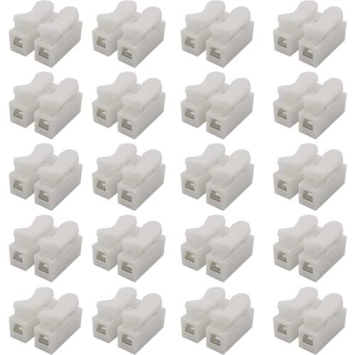 20/30/50Pcs CH CH2 10A 220V Push Quick Wire Cable Connector Spring Wire Cable Adapter White Wiring Terminal 2 Pin