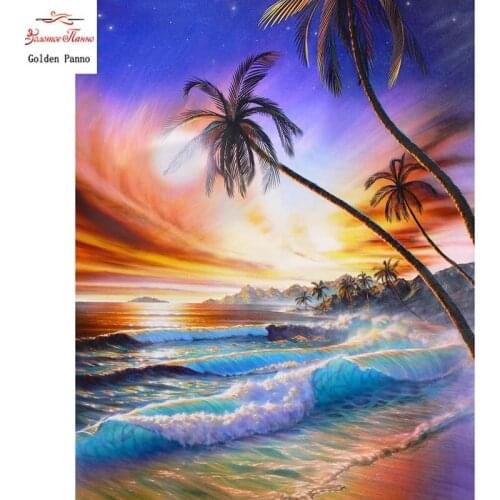 5D DIY diamond painting sale cross stitch square inlaid tropical coast embroidery sales rhinestone painting dropshipping