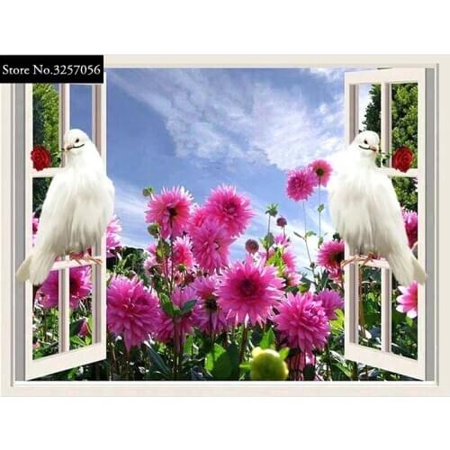 5D Diy Diamond Embroidery Animal Cross Stitch Crystal Round Diamond Diy Diamond Painting Flower and Pigeon New Years Decorative