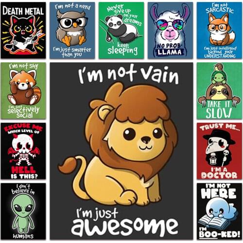 New Diamond painting Cartoon Animal cat lion owl panda fox raccoon skeleton alien 5D DIY Full Square Drill embroidery mosaic 723