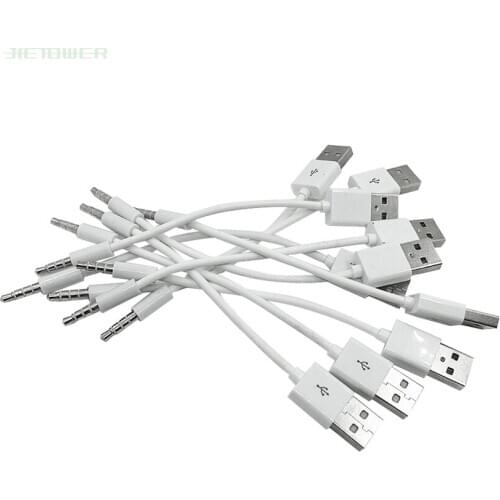 White USB 2.0 Male to 3.5mm Headphone Audio AUX Male Plug Car Cable Jack Charger Cable Wire Cord 300pcs/lot
