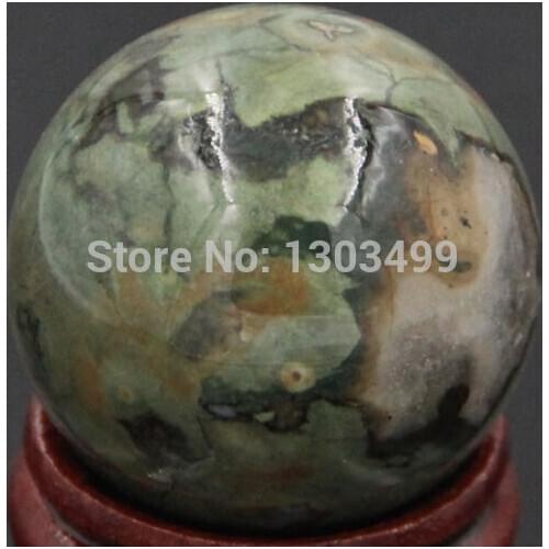 Free Shipping Natural Stone Gemstone 30MM Green Rainforest Jasper Sphere Crystal Ball Chakra Healing Reiki Stone Carving Crafts
