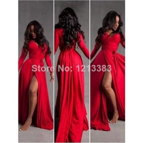 Black girl new hot graduation kleider plus size long sleeves sweetheart open leg sexy Formal gown red evening Homecoming Dresses