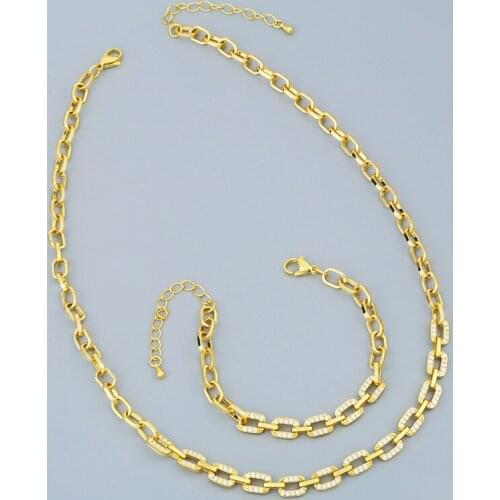 FLOLA Micro Pave Curb Cuban Link Chain Necklace For Women Gold Chunky Chain Chokers Necklace CZ Zirconia Women Jewelry nker81