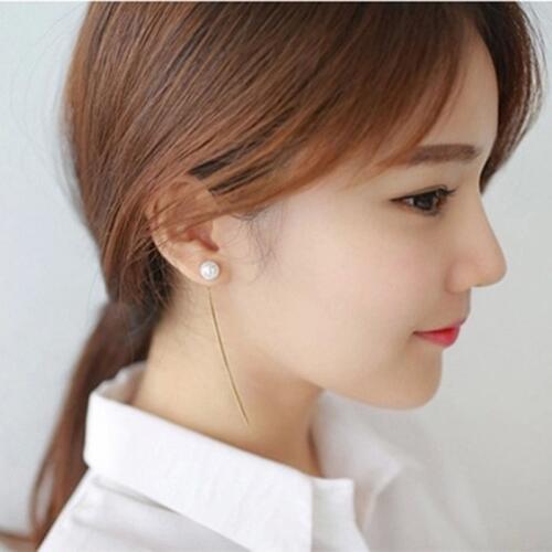 JIOFREE Korean Star The Same Paragraph Fashion Imitation Pearl Long Tassel Clip on Earrings Wholesale Jewelry Earrings