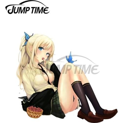 JumpTime 13 x 6.8cm Anime Girl Decal Refrigerator Anime Car Stickers Scratch-Proof Cartoon Bumper 3D Waterproof Decoration