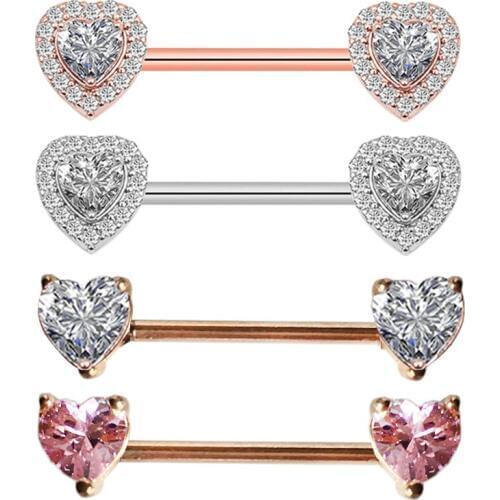 1Pair New Clear Zircon Heart Nipple Rings Cover Piercing Body Jewelry Nipple Bar Ring Barbell Nipple Pircing Mamilo Sexy Women