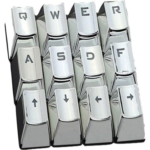 12 Keys Keycaps Backlit Metallic Electroplated for Mechanical Keyboard Gaming Switch QWER/ASDF/WASD/Direction Keycaps