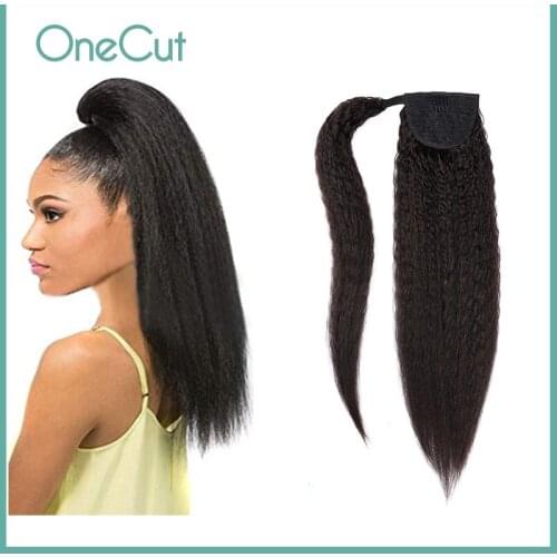 Kinky Straight AFRO Ponytail Extensions for Black Women Natural Invisible Hair Wigs Wrap Around Fake Ponytail Curly Pony Tail