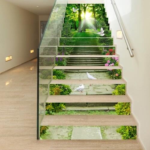 Forest Path Art Stair Sticker Waterpoof Peel & Stick Renovatie Vinyl Wall Stickers For Home Stair Floor Decoration DIY Wallpaper