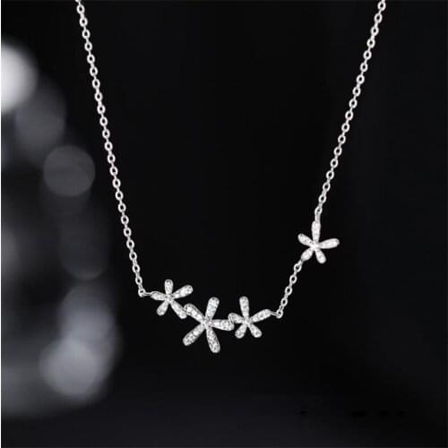 Trendy Silver Plated Clavicle Chain Necklace Jewelry For Women Cute Flower Pendant For Girls Party Accessories Choker Wholesale