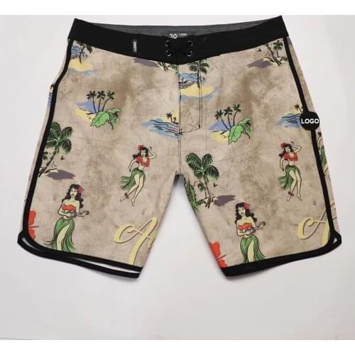Top Fashion Printed Bermuda Mens Surf Phantom Beach Shorts Quick Dry Waterproof Breathable 4-way Elastic Board Shorts Gym Trunks