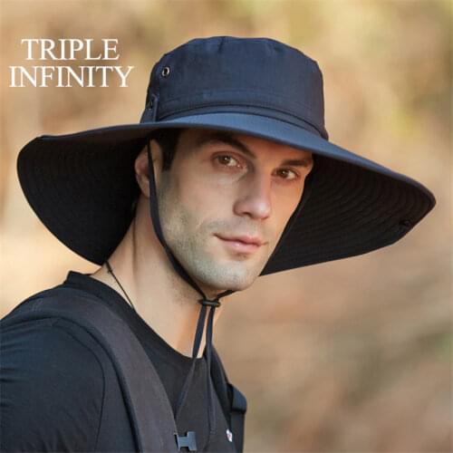 Fashion Summer Outdoor Climbing Hiking Tourism Multifunctional Large Brim Men Sun Fishing Hats Anti-UV Breathable Bucket Hat Cap