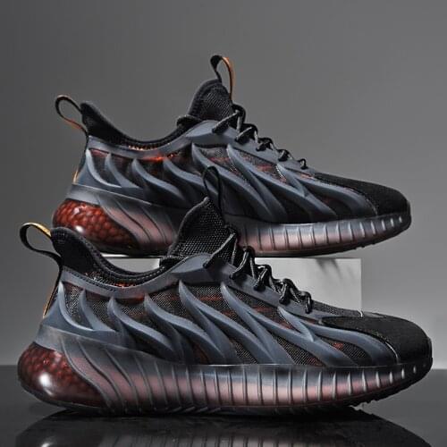 New Mens Sneakers Breathable Running Shoes Personality Vamp Reflective Design Outdoor Antiskid Damping Jogging Shoes Zapatillas