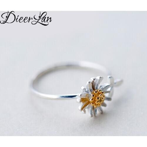 Personality Exaggerated 925 Sterling Silver Daisy Flower Rings For Women Engagement Jewelry Girls Open Finger Rings