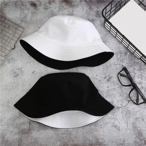 Double Side Women Bucket Hat Fashion Solid Men Women Summer Bucket Cap Foldable Wide Brim Hip Hop Hat Fisherman Hats
