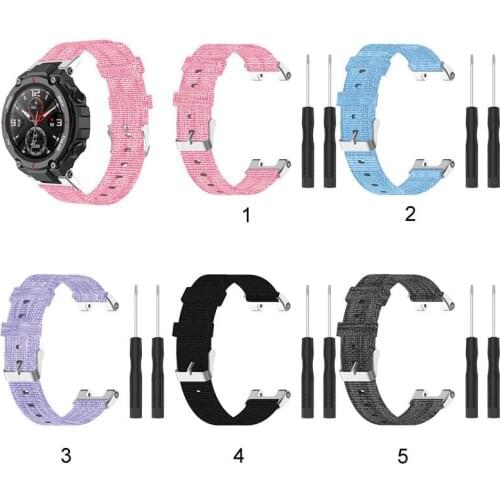 Nylon Watch Band for Huami Amazfit T-Rex A1918 / T-Rex Pro Smart watch Canvas Women Wrist strap for Amazfit Ares A1908 bracelet
