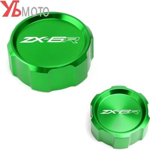 With New Logo ZX6R Motorcycle Front Rear Fluid Reservoir Cover For KAWASAKI ZX6R ZX-6R ZX636 2007 2008 2009-2016