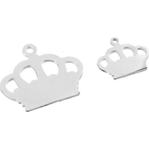 Simsimi small crown charms jewelry parts pendant stainless steel high polish pendant for necklace bracelets wholesale 10pcs