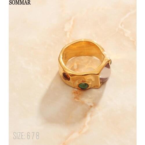 SOMMAR NEW!! 18KGP Gold Filled size 6 7 8 Joint Knuckle Rings for women Inlaid with green stones opal wedding decoration