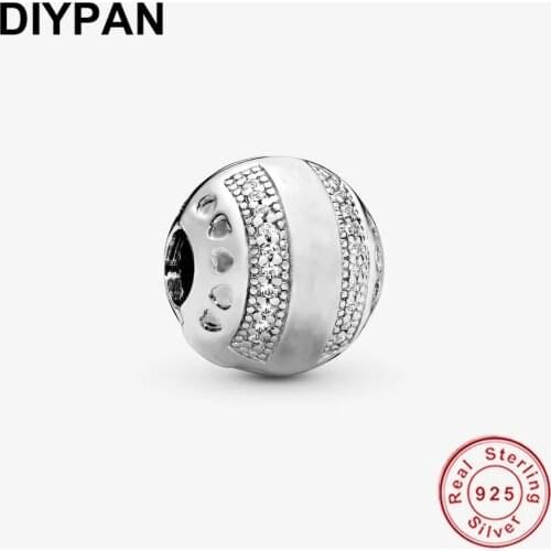 Fit Pandora Original Bracelet Charm 925 Sterling Silver Round Clip Charm Pendant Bangle DIY Jewelry Berloque