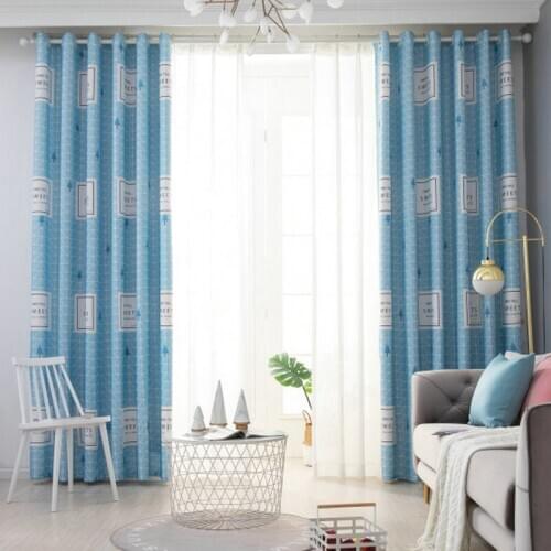 Print Geometry Blue Gray Modern style Window Curtains Drapes Curtains For Living Room Kitchen Bedroom Home Decor Cortinas