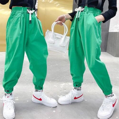 Girls Sport Pants Solid Color Cargo Pants For Girls spring Children Pants Teenage Girls Clothes 6 8 10 12