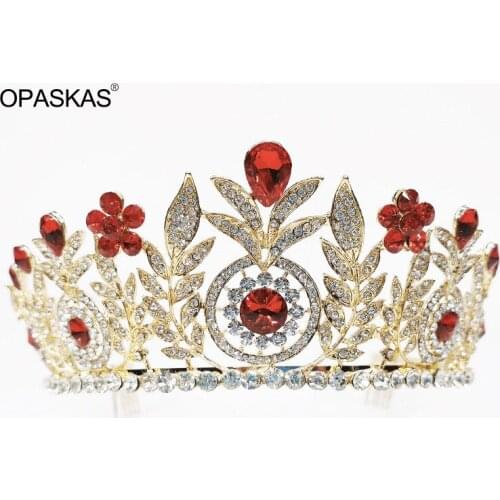 Bridal Vintage Tiara European And American Gold Rhinestone Retro Crown Bride Wedding Jewelry Tiara Hair Button Wedding Large