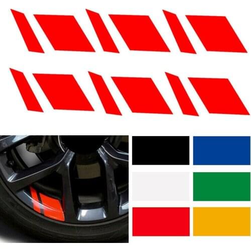 6pcs/set Car Wheel Rim Vinyl Stickers Mark Overlay Reflective Decals Auto Exterior Accessories For 18" - 21"