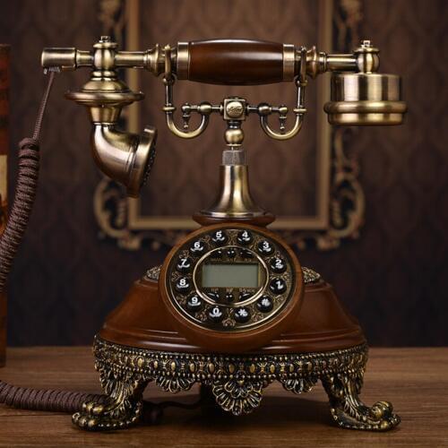 Vintage Antique Telephone Electronic Ringtone Wood Telephone Landline with Caller ID, Backlit, Handsfree for Home Living Room