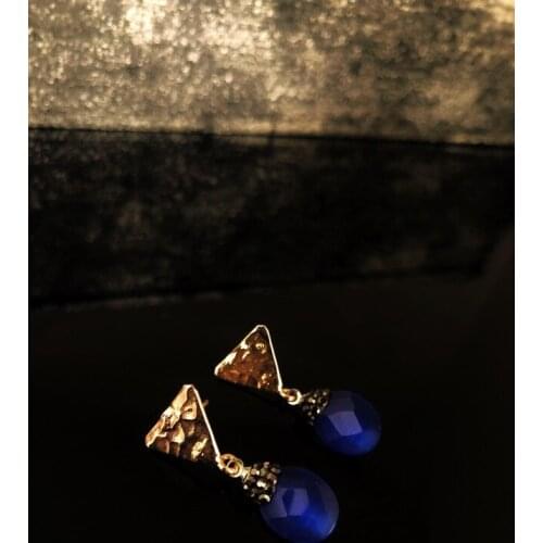 Dr Stone Natural Stone Women 'S Cat 'S Eye Stone Rose Gold Plated Earrings RYL 439800121