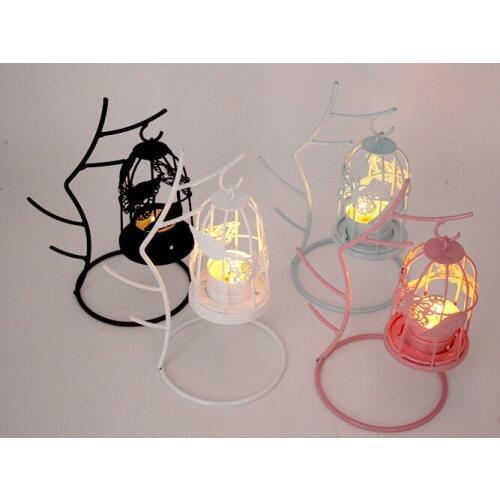 1PC European Tree Branch Birdcage Candle Holder Iron Lantern Model Living Room Creative Candle Stick Home Decoration MK 030