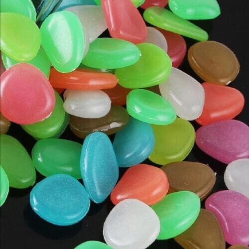100 Pcs Aquarium Ornaments Stones Glow In The Dark Luminous Pebbles Stones for Garden Ornament Fish Tank Decoration Stone