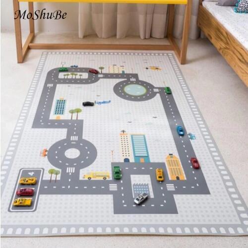 130x80cm Kids Rug Baby Play Mat Childrens Mat Car Park Road Playmat Crawling Gym Carpet Educational Game Toys