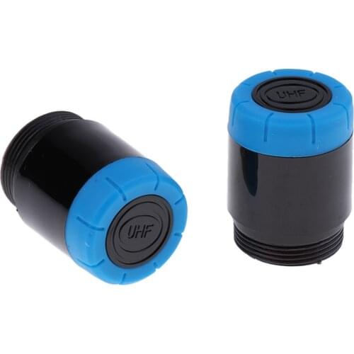 2 pcs Replacement Mic Battery Screw On /cup/cover For Microphone Black&Blue