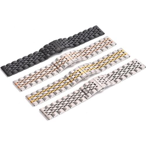 22mm Solid Stainless Steel Strap Metal Business Replacement Bracelet Links with Push Button Clasp for Gear S3 Frontier/Classic