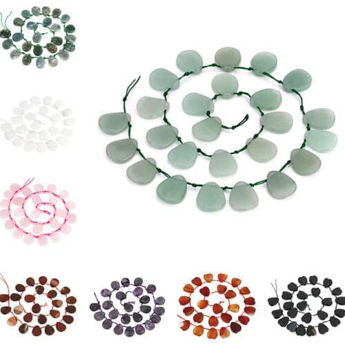 24pcs Natural Stone Water Drop Transverse Bore Beads For Necklace Bracelet 13.5*18mm Loose Spacer Beads Jewelry Making F5135