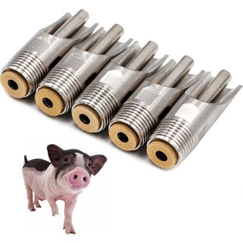 5 Pcs Livestock Pig Thickening Waterer Nipple Atomatic Drinker 1/2 "PT Bibcock Drinker Nipple Cooper Cap Pig Feeding