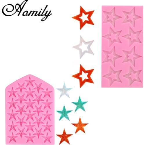 Aomily Alphabet Star Shaped Fondant Cake Decoration Tools Baking Pastry Chocolate Candy Jelly Cake Mould Kitchen Silicone Mold