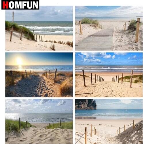 HOMFUN Full Square/Round Drill 5D DIY Diamond Painting "Beach sunset landscape" Embroidery Cross Stitch 5D Home Decor Gift